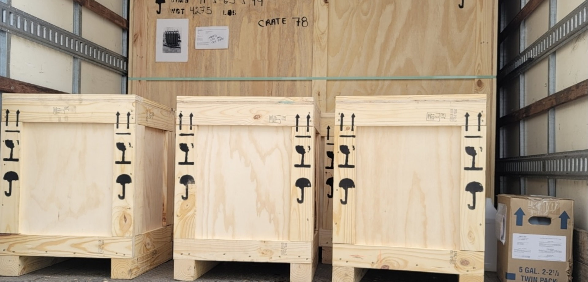 packages inside the truck container