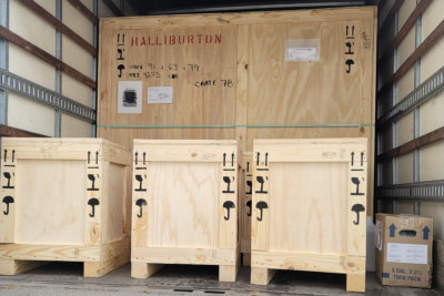 boxes inside a truck